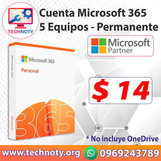 Cuenta Microsoft 365 - 5 Equipos - Permanente