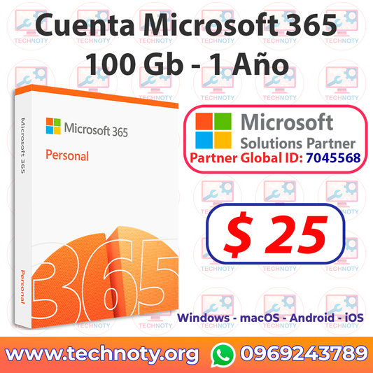 Cuenta Microsoft 365 -100 Gb - 1 Año