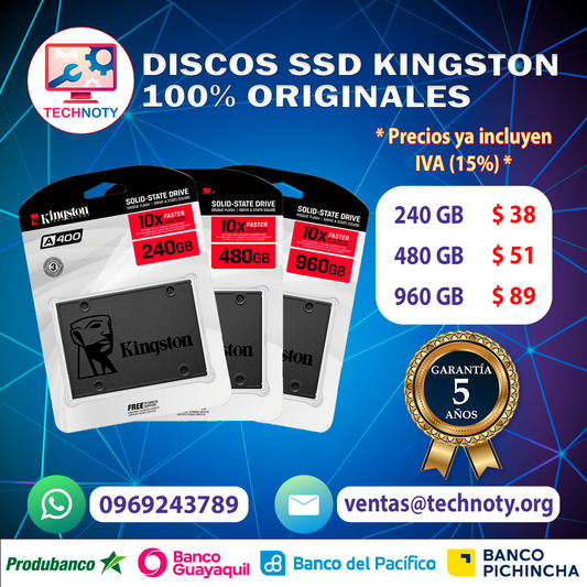 Discos SSD Kingston 100% Originales