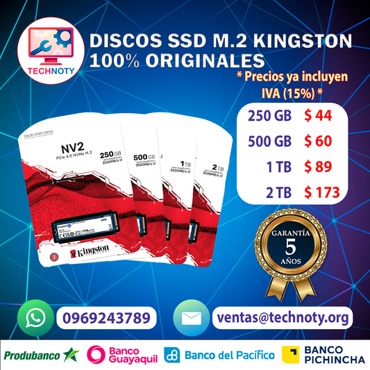 Discos SSD M.2 Kingston 100% Originales