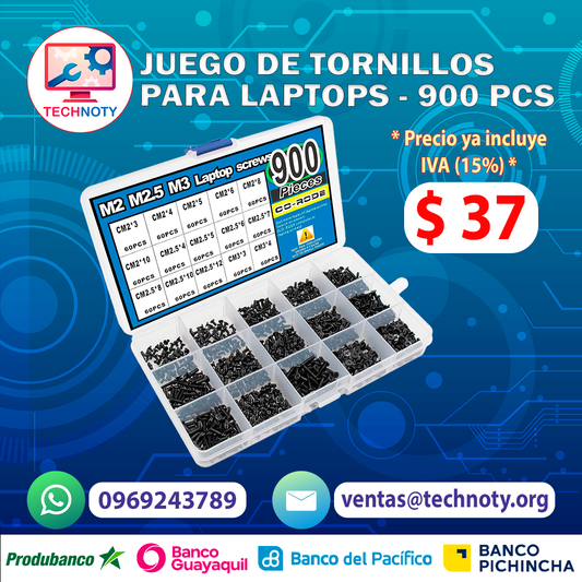 Juego de tornillos para laptops - 900 pcs